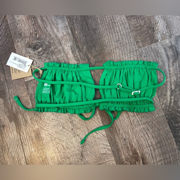 Free People x Toast Swim Women's Green Fern Ruffle Bandeau Bikini Top Size S - Picture 2 of 5